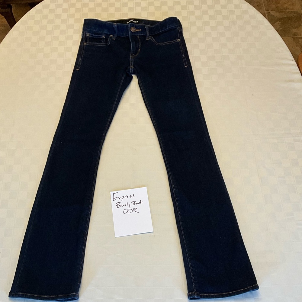 ❤ EXPRESS BARELY BOOT LOW RISE BOOTCUT JEANS, 00R
